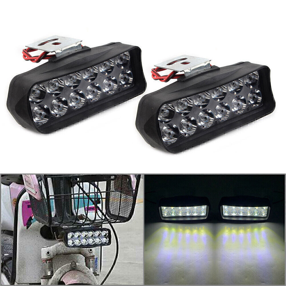 Pair Motorcycle Front Headlight Spot Fog Light 12-LED Headlamp For Car UTV ATV Q
