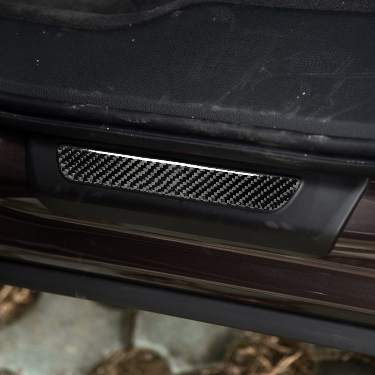 Carbon Fiber Welcome Pedal Sill Cover Trim Sticker for Audi Q7 SQ7 2016-2019