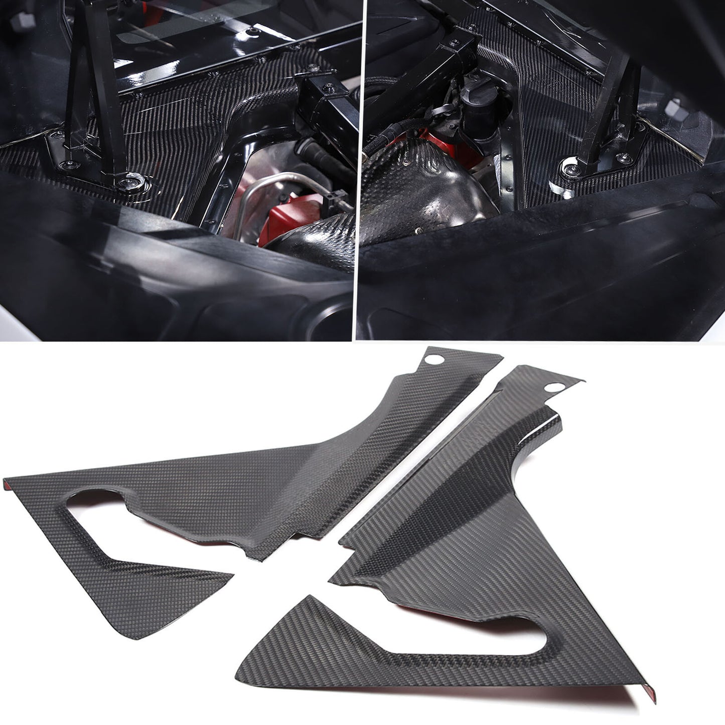 Carbon fiber engine bracket trim exterior corner vent cover for 20-Up for Corvette C8