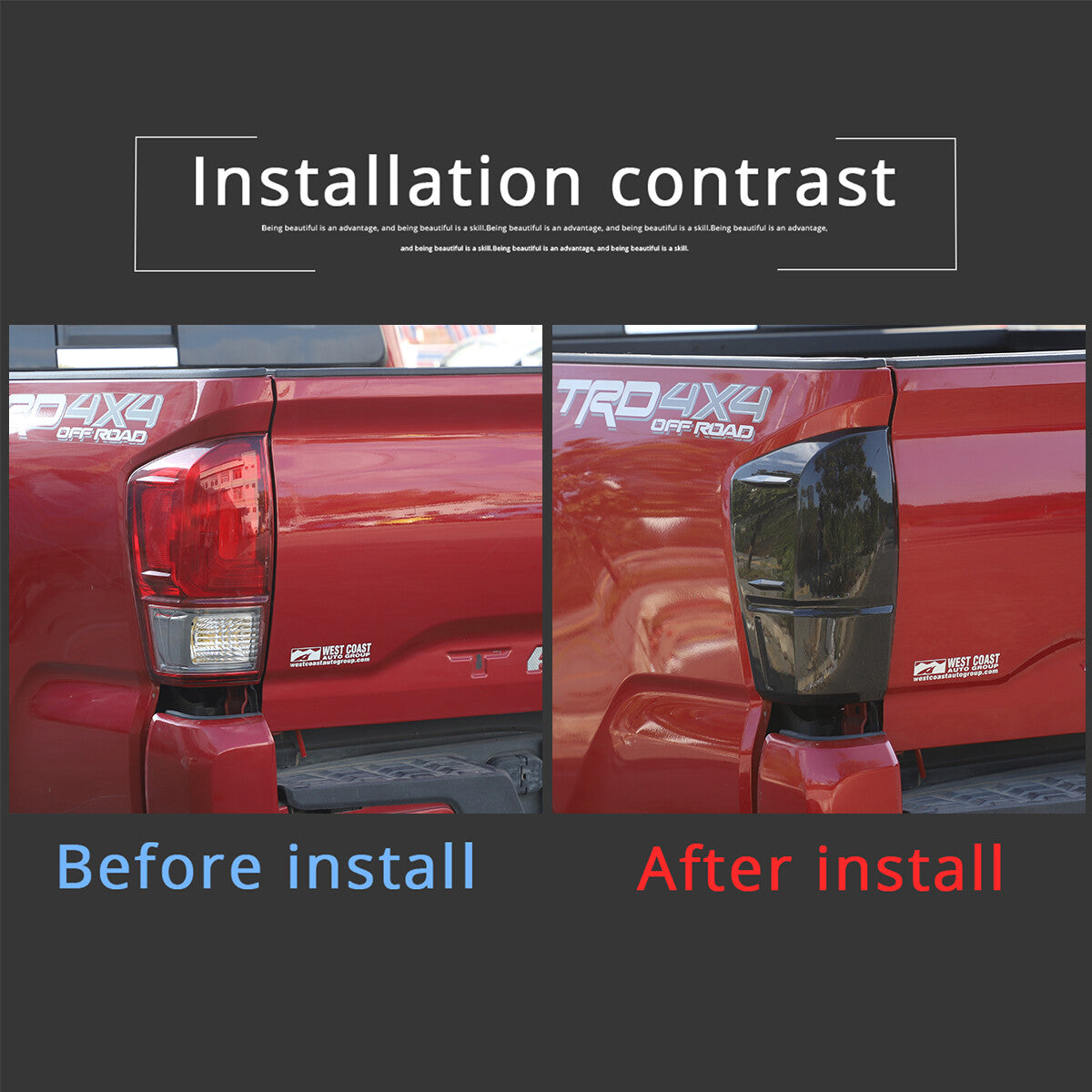 Suitable for Tacoma 2016-2022, black ABS taillight trim cover (2 pieces) n