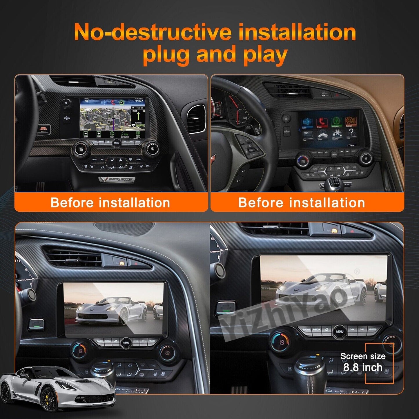 for Chevrolet for Corvette C7 Stingray 2013-2020 CarPlay Car Stereo Radio Player