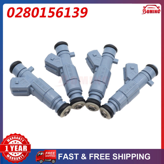 4-pack of new fuel injectors 0280156139 for Peugeot 206, 307, for Citroen C4 9642872780