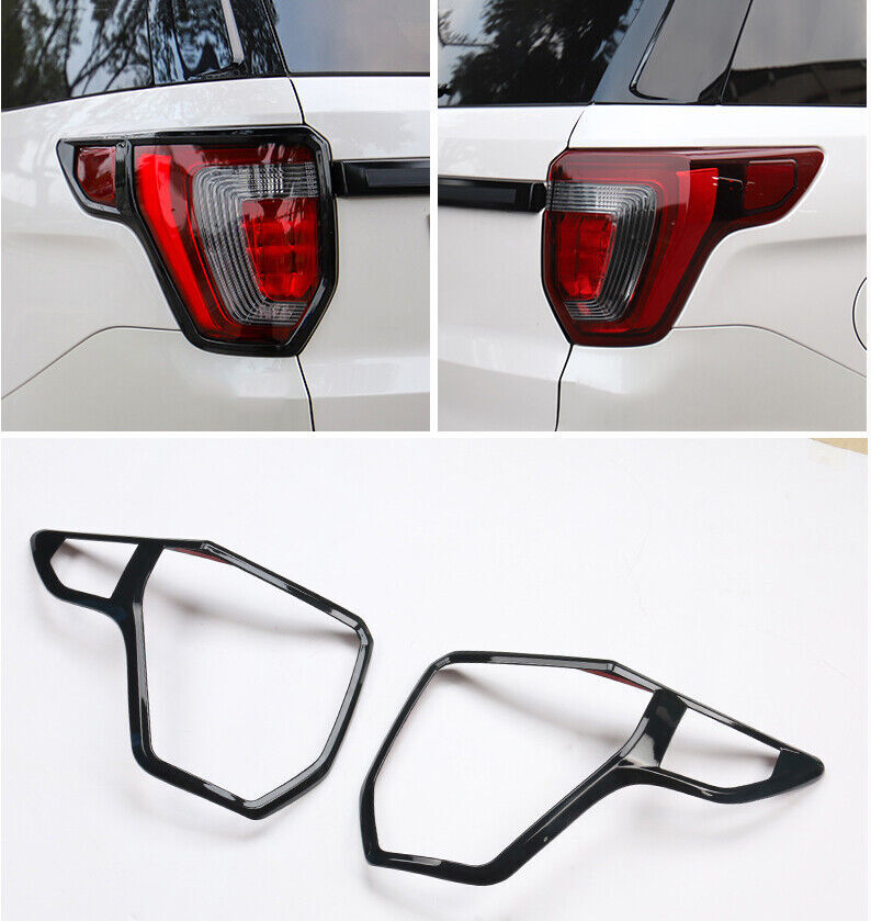 Black Exterior Rear Tail Light Lamp Cover Molding Trim for Ford Explorer 2016-19