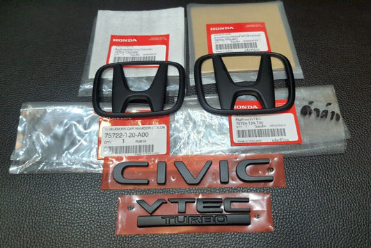 NEW 1SET MATT BLACK BADGE H for CIVIC FE TURBO EMBLEM FOR REAR for HONDA for CIVIC FE 21-23