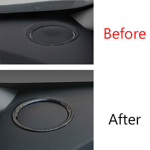 Console Dashboard Speaker Cover Trim 2 for Kia K3 2014-2018 Black Carbon Fiber