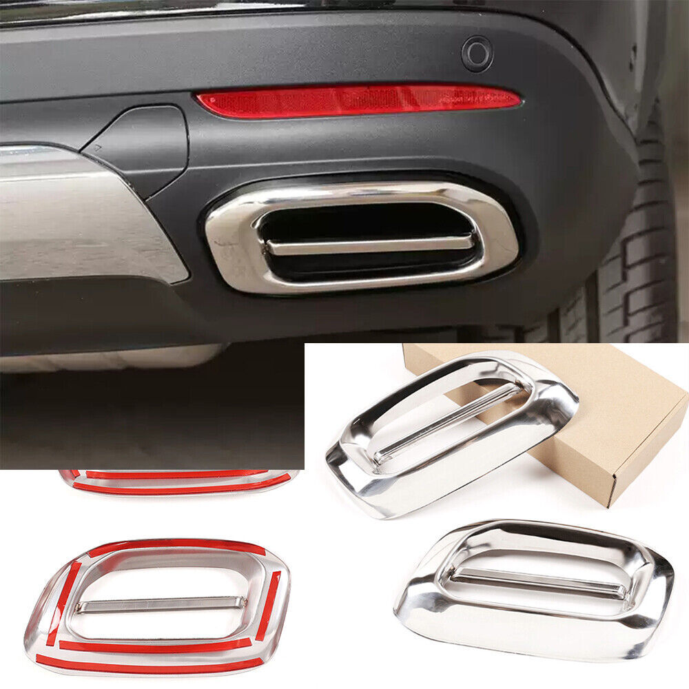2-piece exhaust muffler tailpipe cover for GLC, GLE, GLS 2020 + steel chrome n
