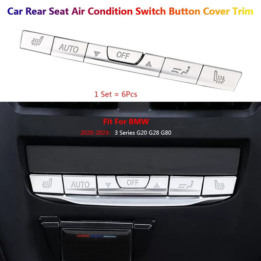6Pcs for BMW 3 Series G20 G80 G28 Car Rear for Seat AC Air Switch Button Cover Trims
