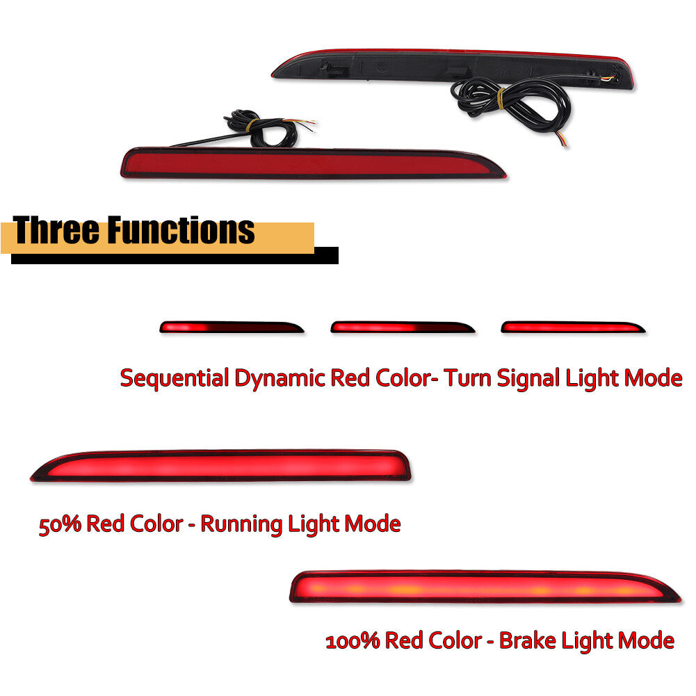 2pcs Red LED Rear Bumper Reflector Fog Brake Signal Lights for 16-19 for Explorer - v