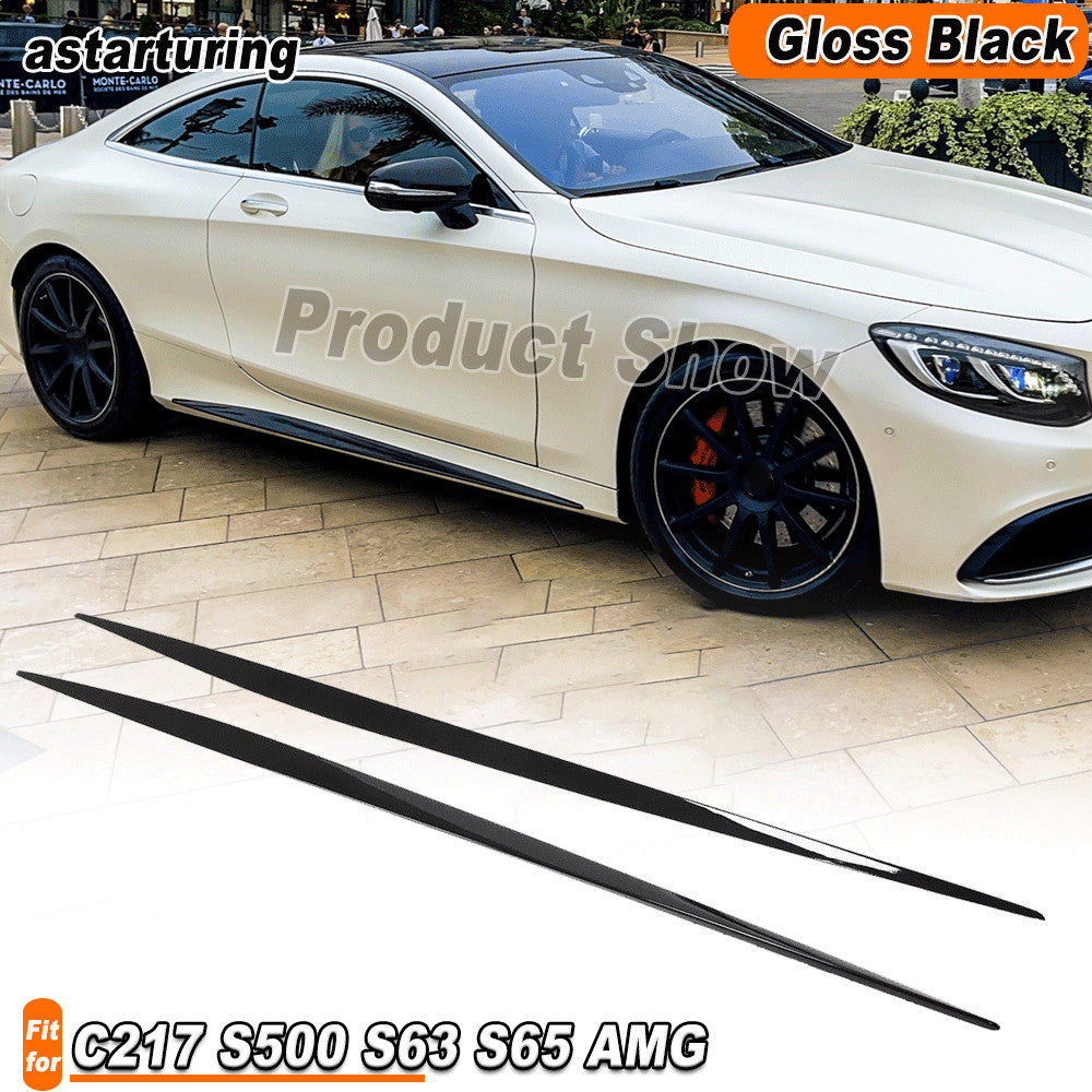 Fit for Mercedes C217 S500 S63 S65 Gloss Black Side Skirt Extension Spoiler Lip