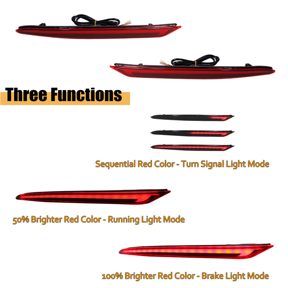 L+R Red Lens Rear Brake Signal LED Rear Fog Light Kit for Ford Fusion 2019-2022