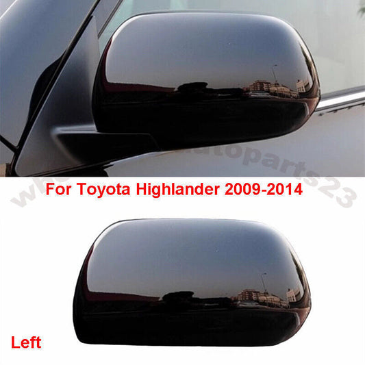 Black Left Rearview Door Mirror Cover Shell Cap for Toyota Highlander 2009-2014