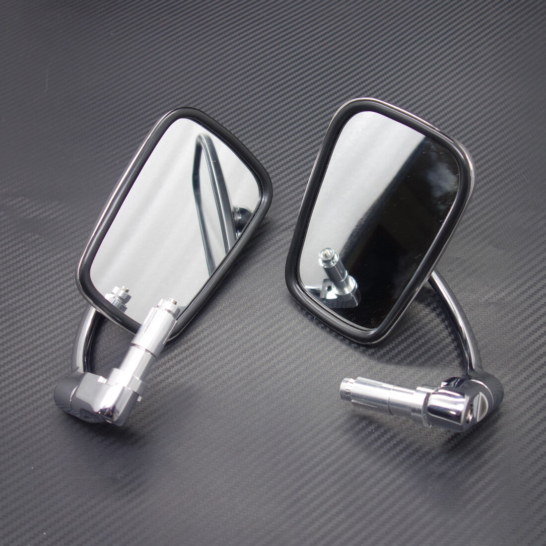7/8 22mm Silver Retro Metal Handle Bar End Side Rearview Mirror For Cafe Racer Q