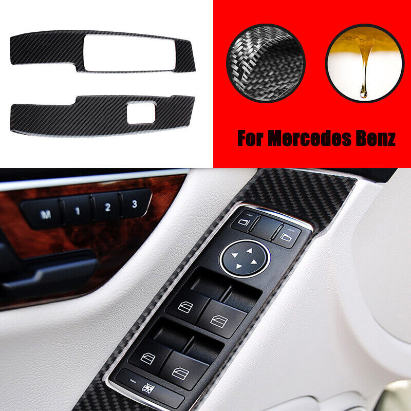 Carbon fiber window lifter switch panel decorative sticker for C W204 (2007-13) n