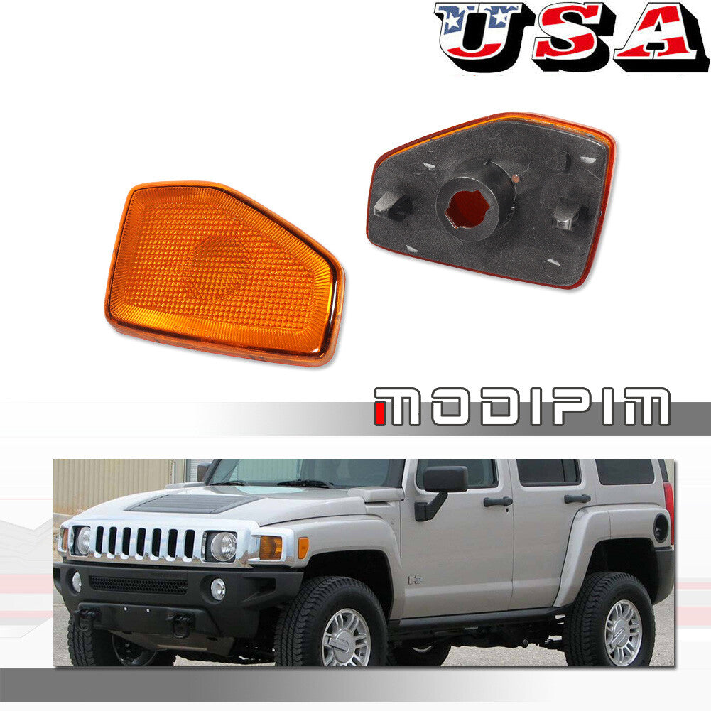 AMBER FRONT BUMPER SIDE MARKER LIGHT HOUSING COVER SET FOR 2006 - 2010 for HUMMER H3- v