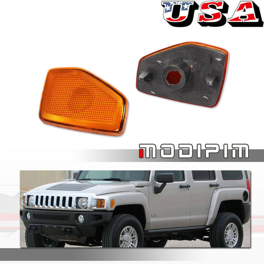 AMBER FRONT BUMPER SIDE MARKER LIGHT HOUSING COVER SET FOR 2006 - 2010 for HUMMER H3- v
