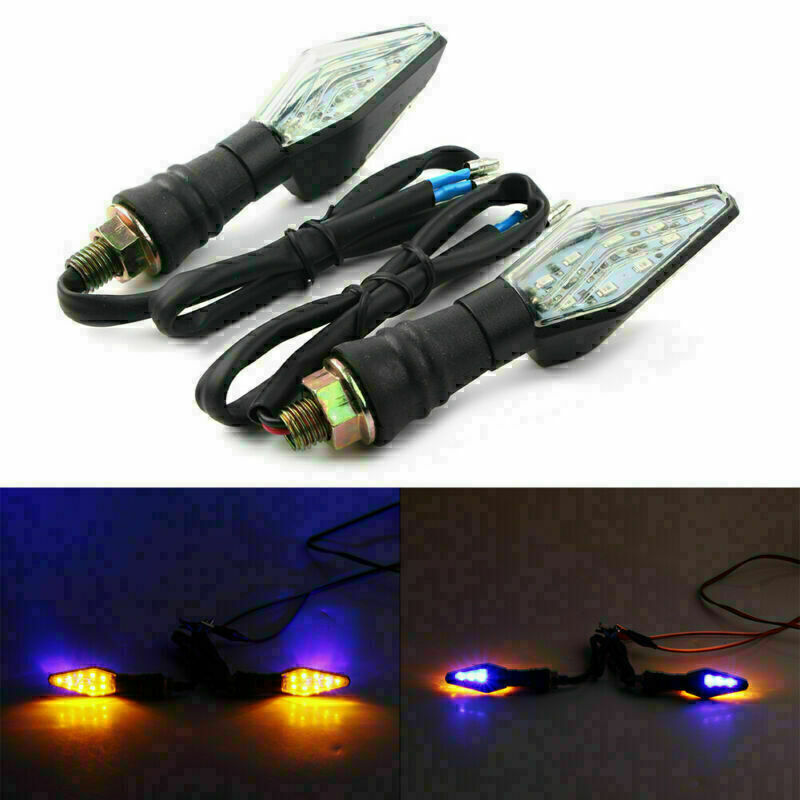 Fit Motorcycle 12 LEDs Amber+Blue Turn Signal Indicator Light Blinker Universal Q