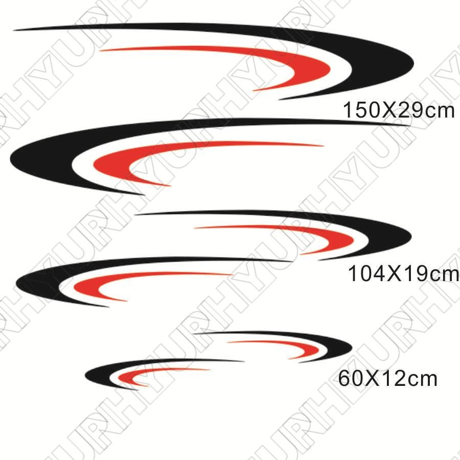 Black  Red Caravan Trailer Camper RV Stripes Vinyl Stickers Graphics Decals Kit