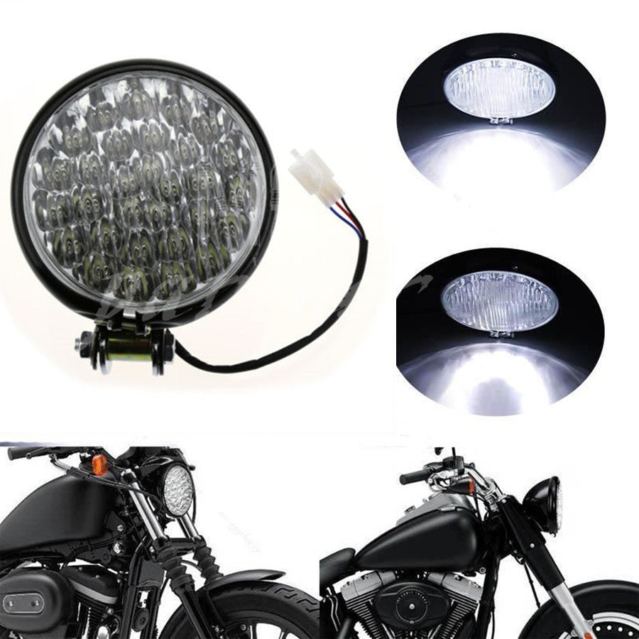Black High Low Beam 5 30 LED Headlight for Harley Cafe Racer Bobber Motorcycle Q