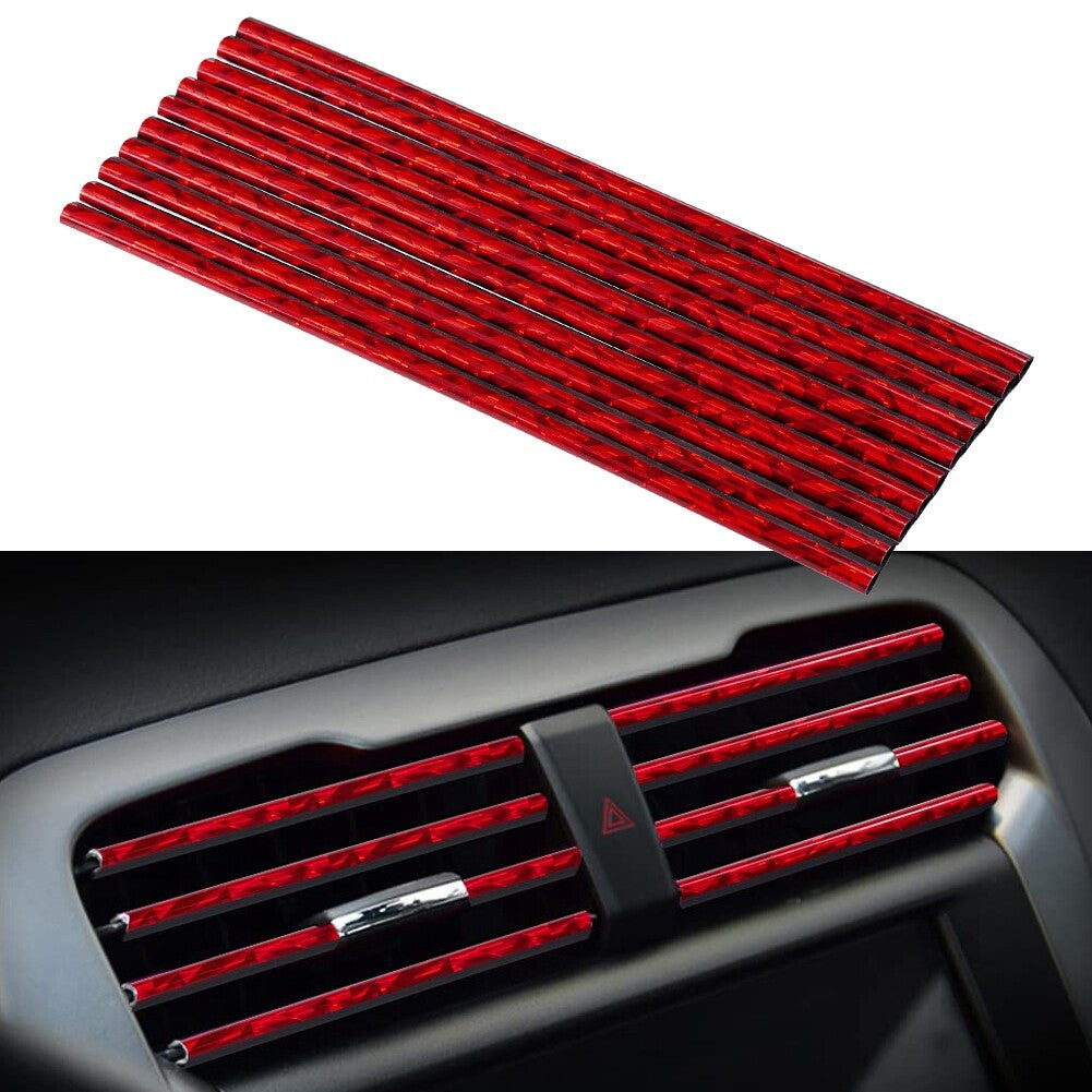 10pcs Car Trunk SUV Air Conditioner Deco Strip Air Vent Outlet Trim Red