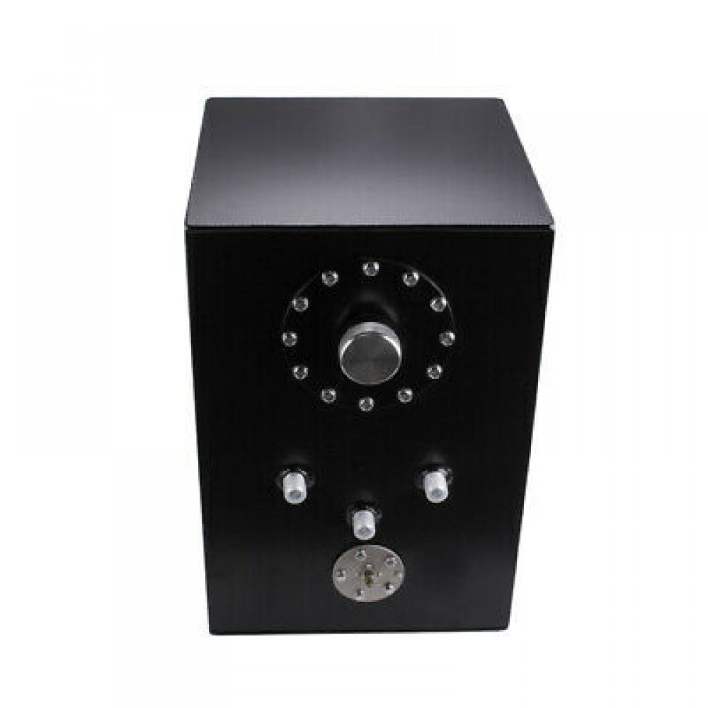 Black Top-Feed Coated Aluminum Racing Fuel Cell Tank+Cap+Level Sender Q