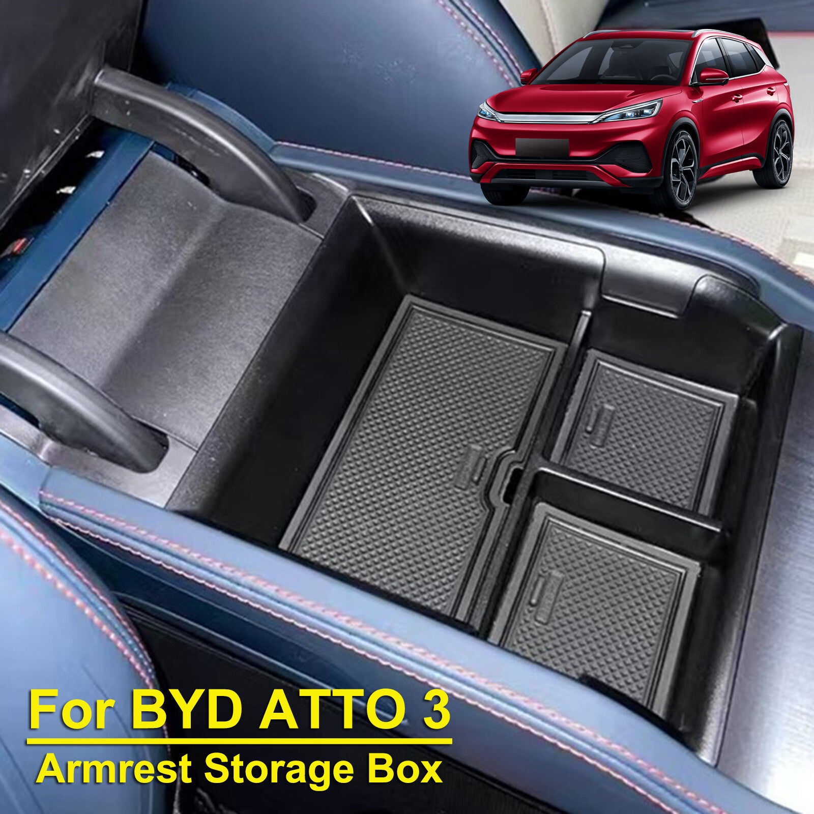 for BYD ATTO 3 2022 2023 2024 Car Armrest Storage Box Center Console Tray Pallet Q