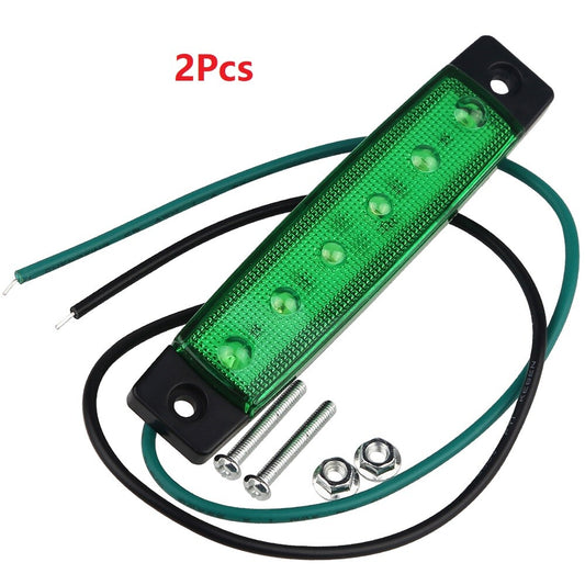 2x 6 LED Clearance Side Marker Light Lamp Green Fits For Auto Car Truck Lorry Q