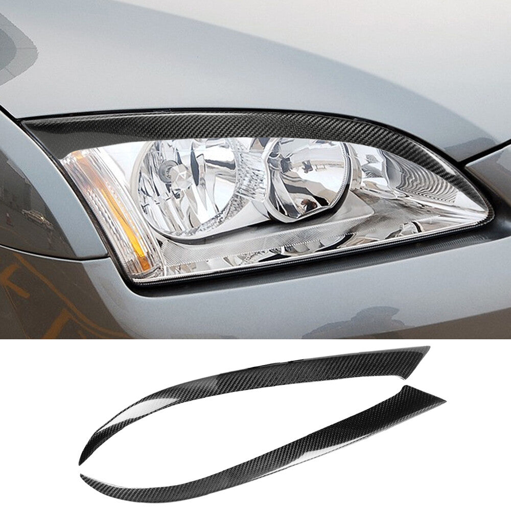 Real Carbon Fiber Front Headlight Eyelids Eyebrow Cover for Ford Focus 2005-2008