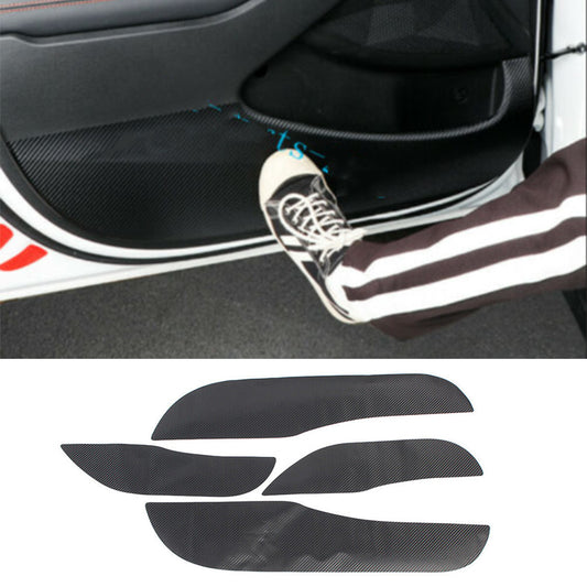 Carbon Fiber PU Leather Inner Door Anti-Kick Panel Cover for Kia Seltos 2020-23