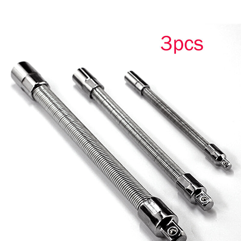 3-piece set of 1/4-inch, 3/8-inch, and 1/2-inch flexible extended spring shaft connecting rod socket wrenches - n