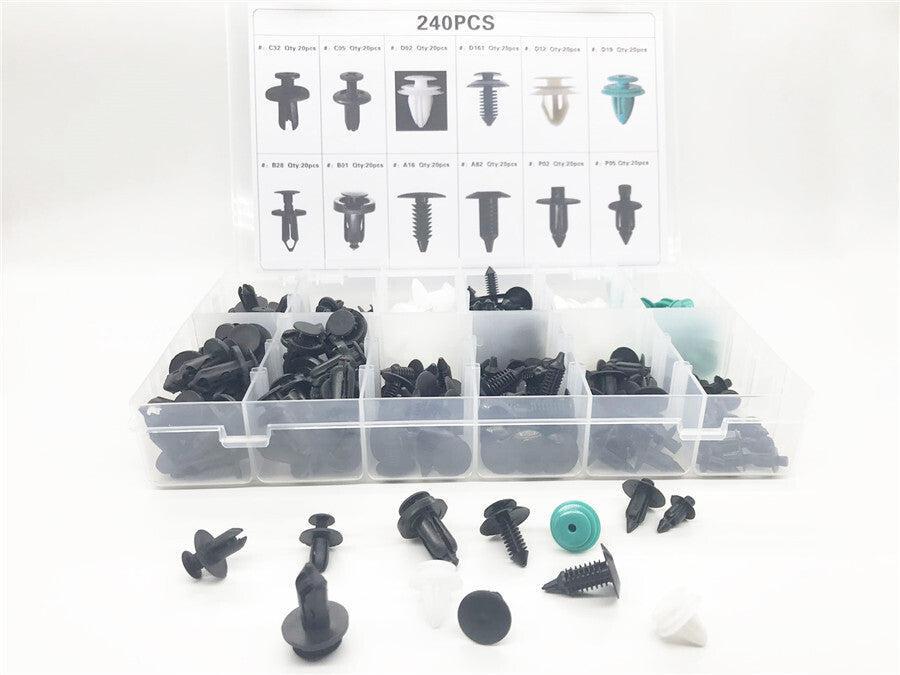 240 Pcs 12 Kinds Mixed Plastic Car Bumper Fender Door Inner Panel Fastener Clips