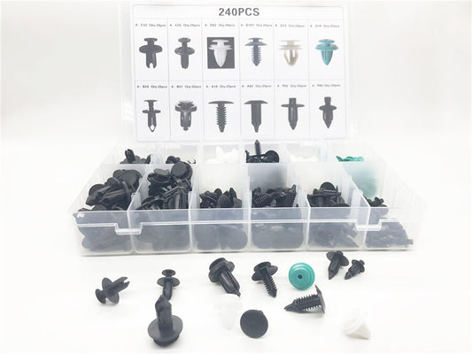 240 Pcs 12 Kinds Mixed Plastic Car Bumper Fender Door Inner Panel Fastener Clips