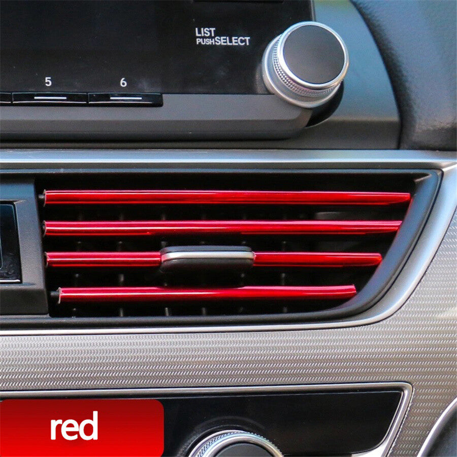 10 Pcs Car Accessories Red Auto Air Conditioner Air Outlet Decoration Strip New