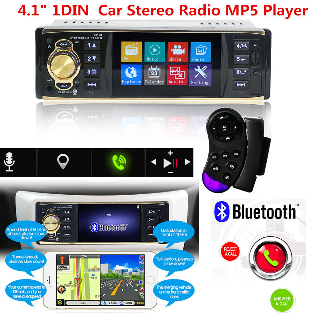4.1-inch Car Digital Stereo Radio MP5 Player Bluetooth 1DIN SD USB FM Audio Charger n