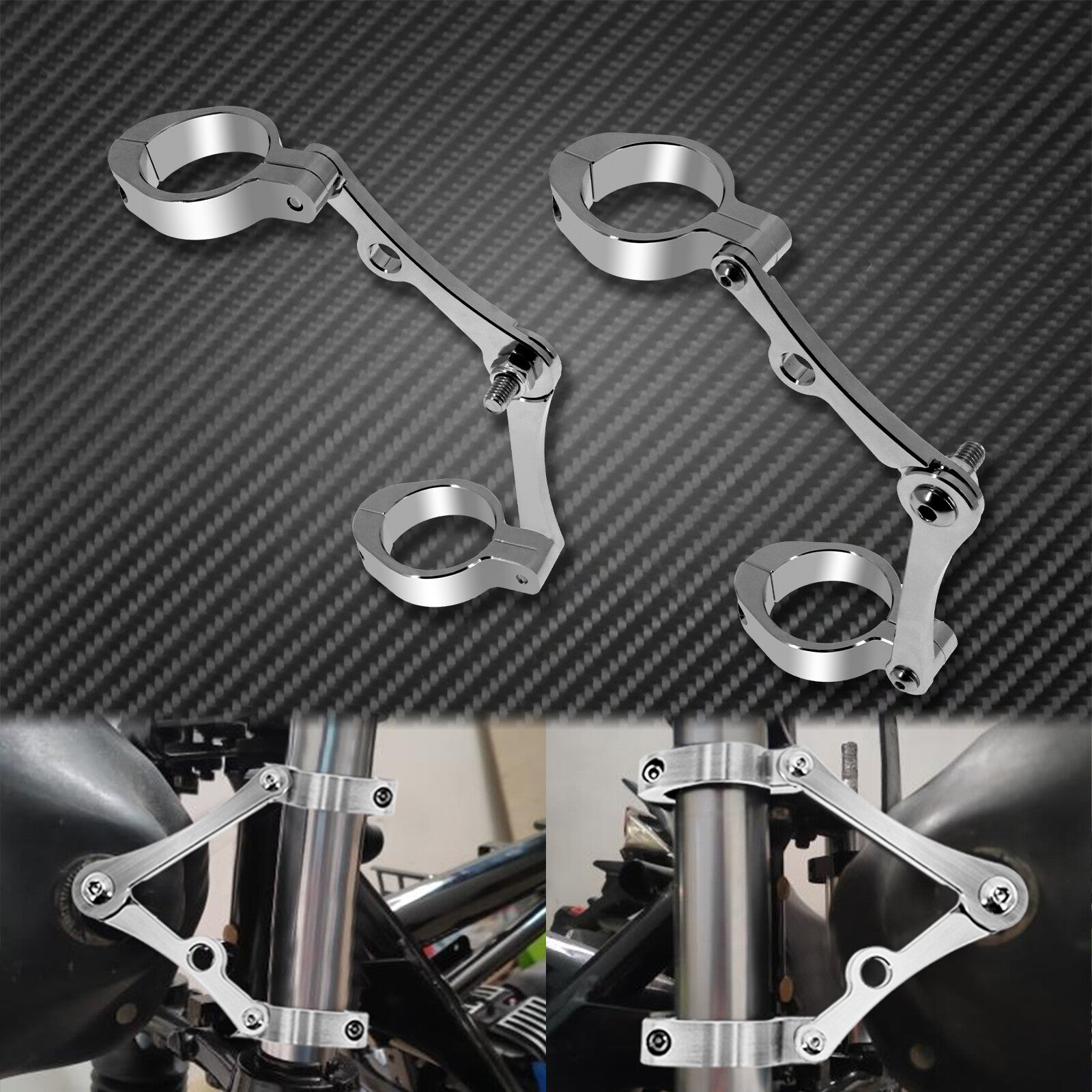 Chrome Motorcycle Universal 39mm-41mm Headlight Mount Bracket Fork Lamp Holder Q
