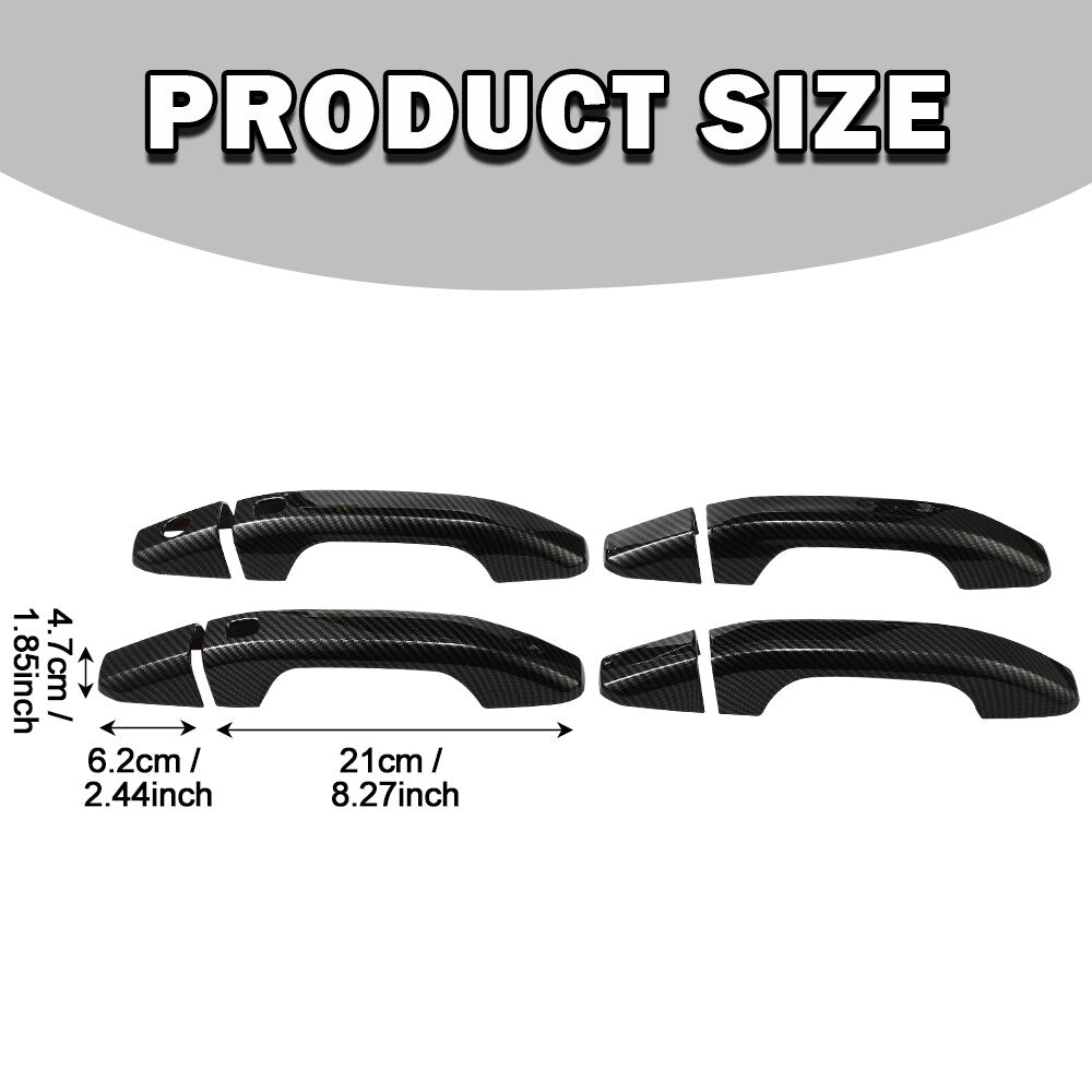 4x Carbon Fiber Door Handle Overlay Covers for 19-25 Silverado 1500 2500 3500