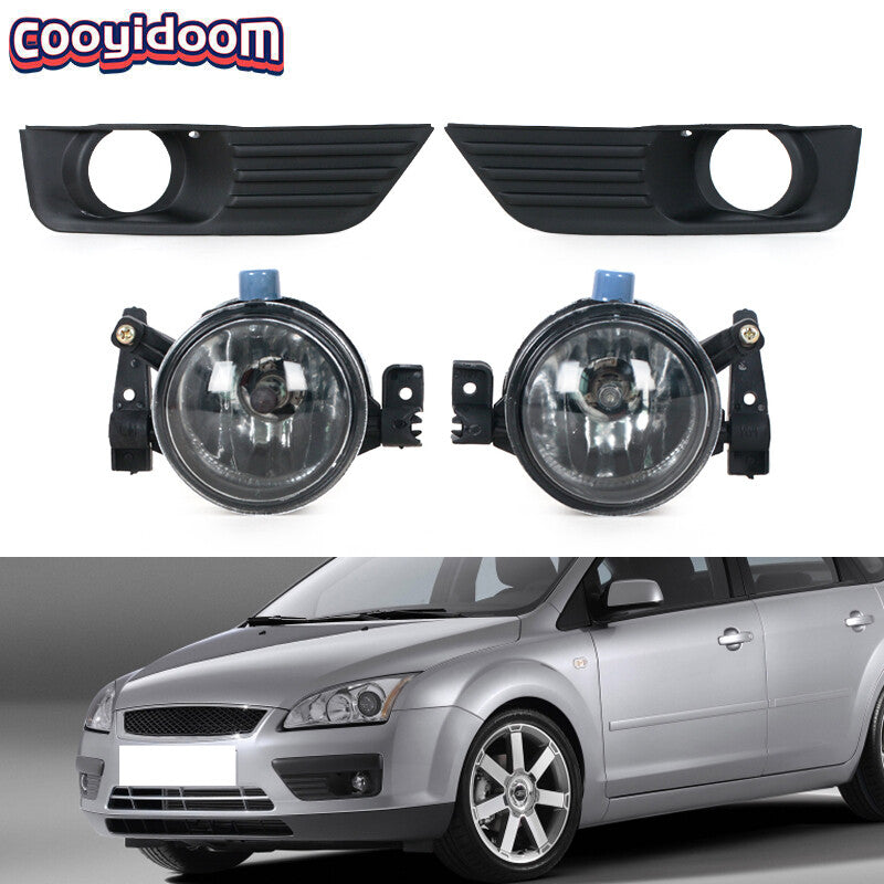 for Ford Focus 2005-2007 Front Bumper Fog Lights Cover Grille Lamp Kits Set