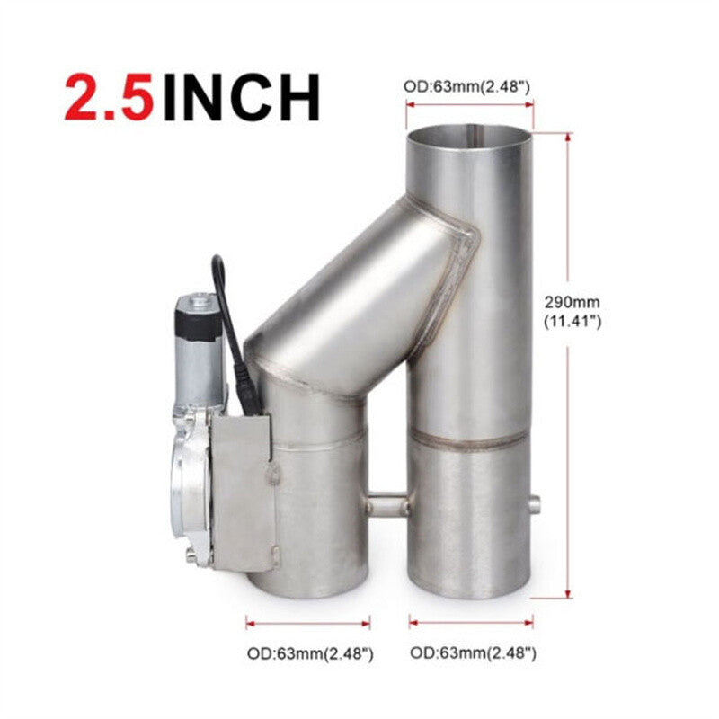 2.5 inch Y Pipe Electric Exhaust Dual Valve Dump Valve Kit Remote Switch Q