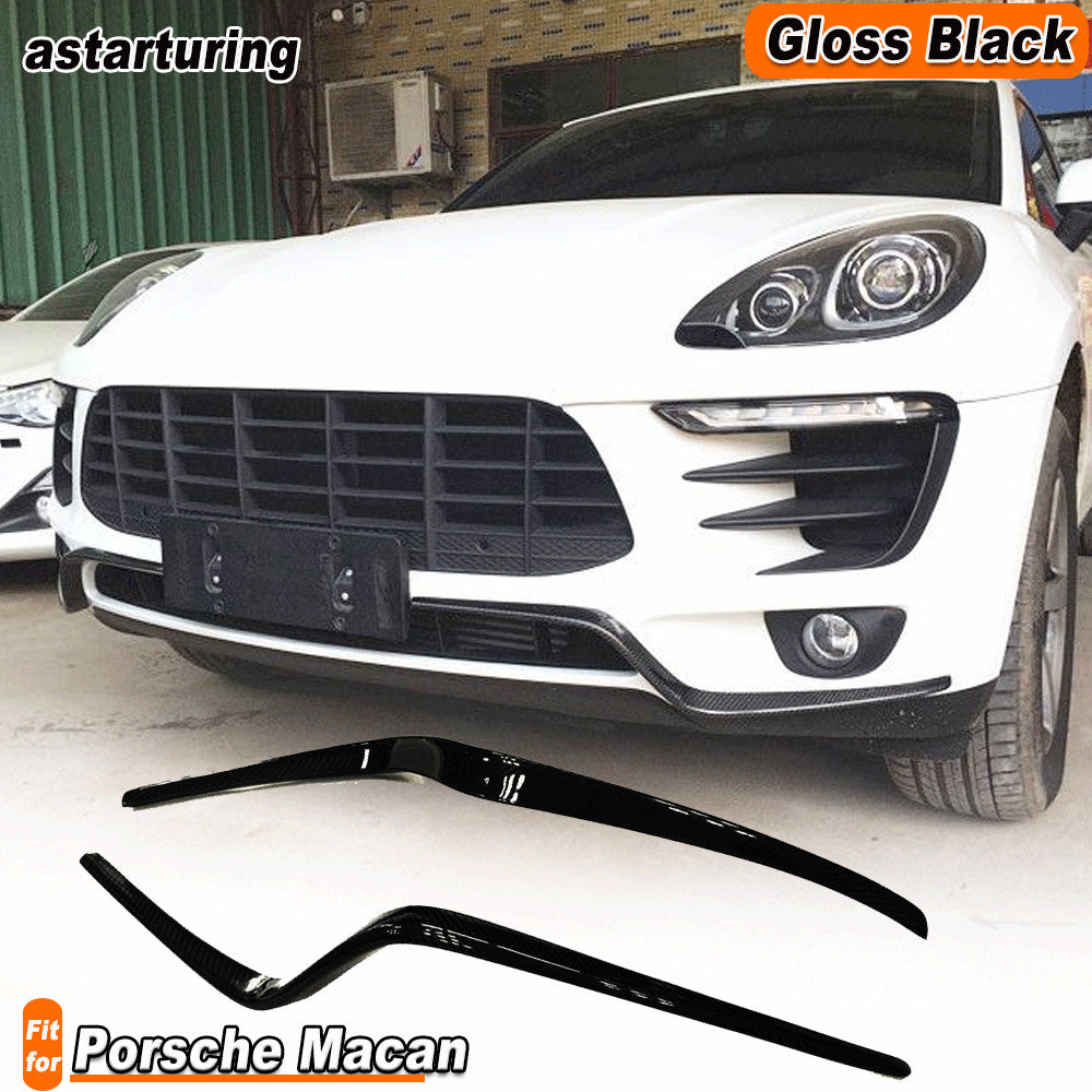 Fit for Porsche Macan 2014-2017 Gloss Black Front Bumper Fins Fender Vent Wing