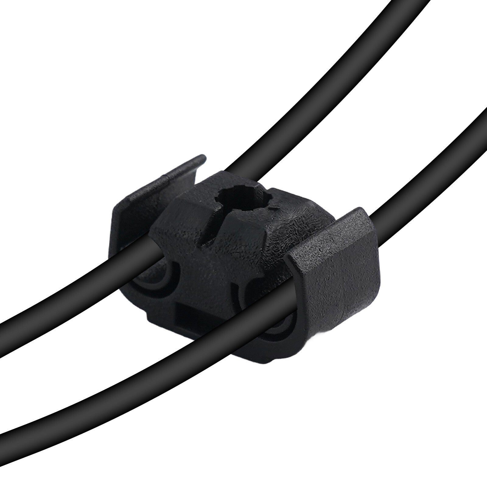 Brake cable clamps for 5mm (3/16) brake lines, 10-pack, black.