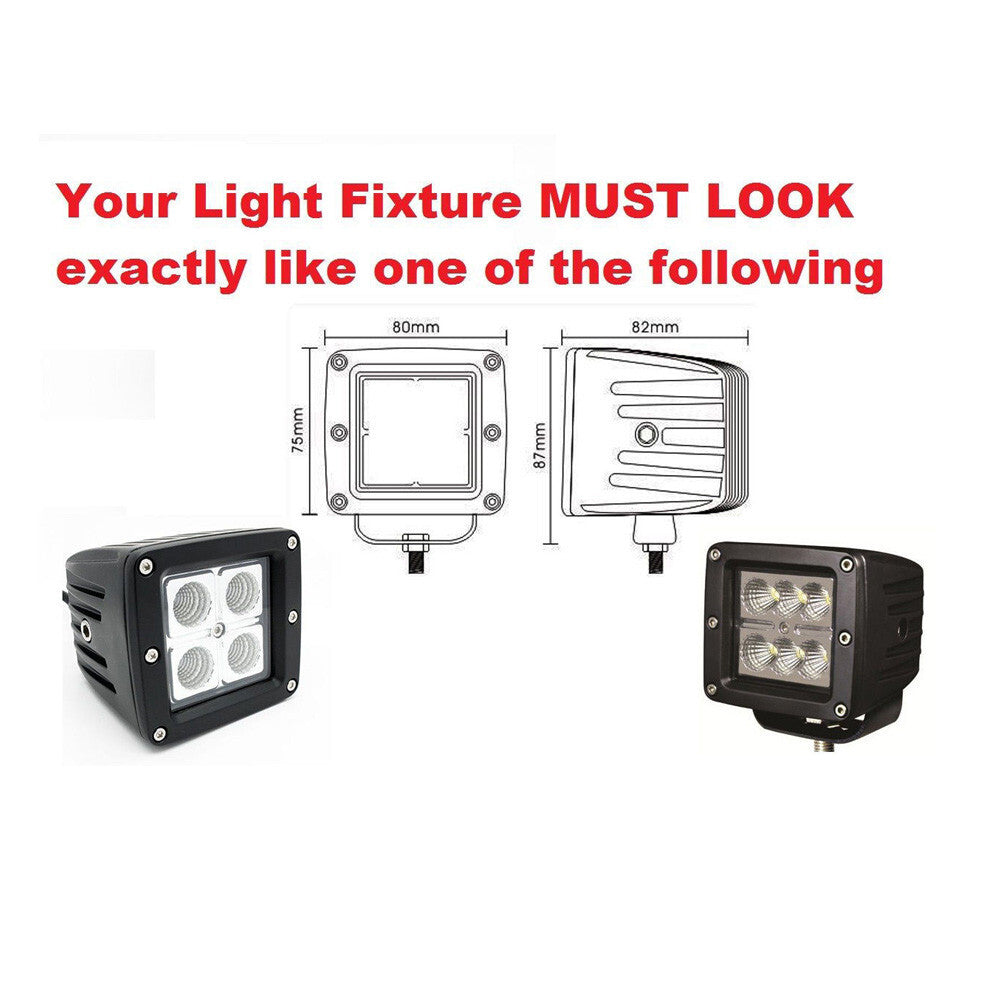 4pcs Red Led Work Light Bar Lens Cover for 3x3 Cube Pods Fog Driving Warning-