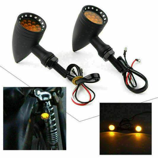 Motorcycle Black 12V Turn Signal Amber Lights Fit for Harley for Honda Q