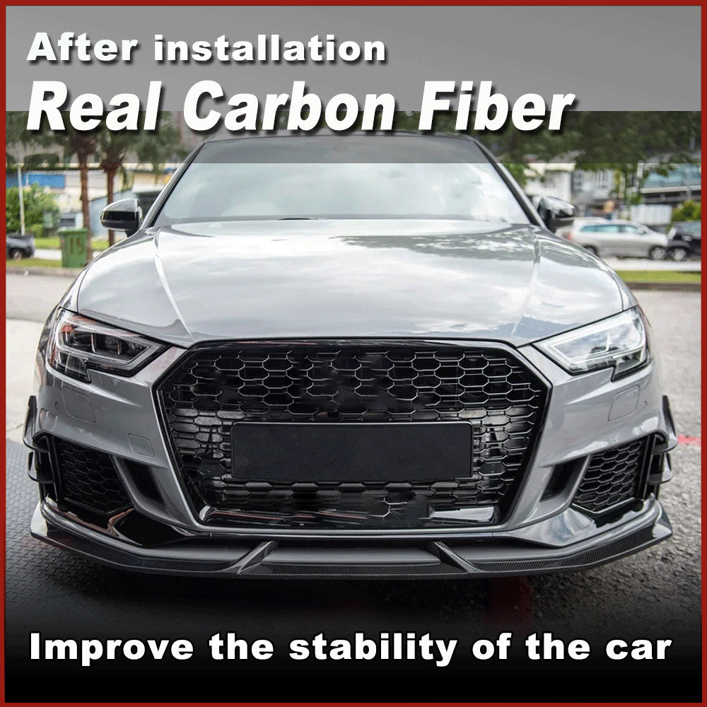 Fit for Audi 8V RS3 2017-19 Real Carbon Fiber Front Bumper Fins Canard Splitters