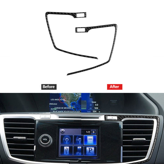 2X Carbon Fiber Center Air Vent Outlet Frame Trim Cover Type B for Honda Accord