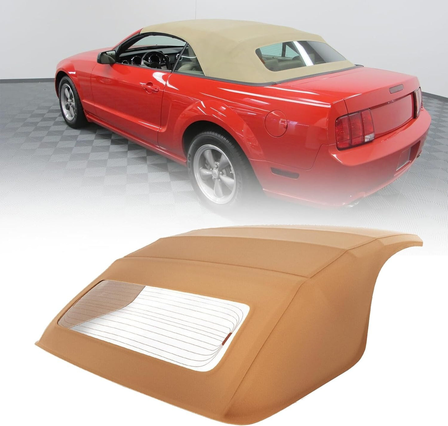w/Heated Glass Window Tan Convertible Top Fit for Ford for Mustang Convertible Top 05-14