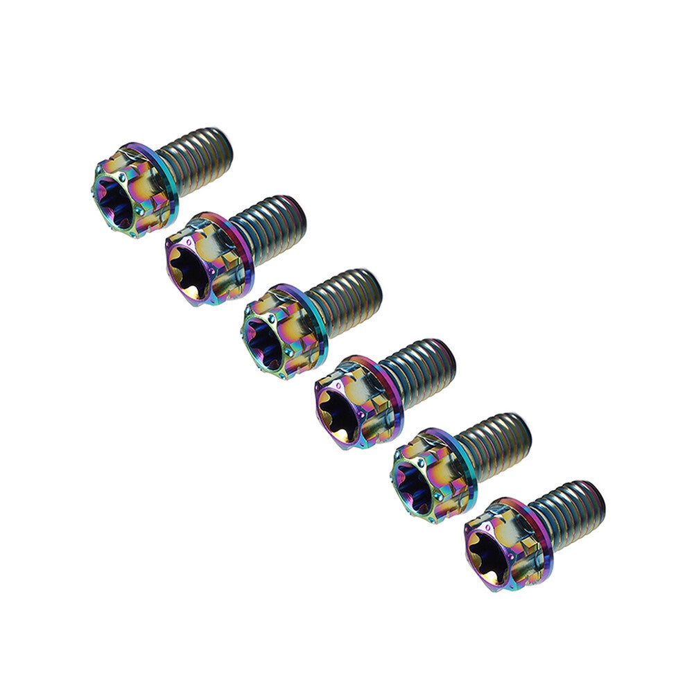 6pcs Bolts Torx Head Flange Screws M8x10mm Rainbow For Motorcycle Bike