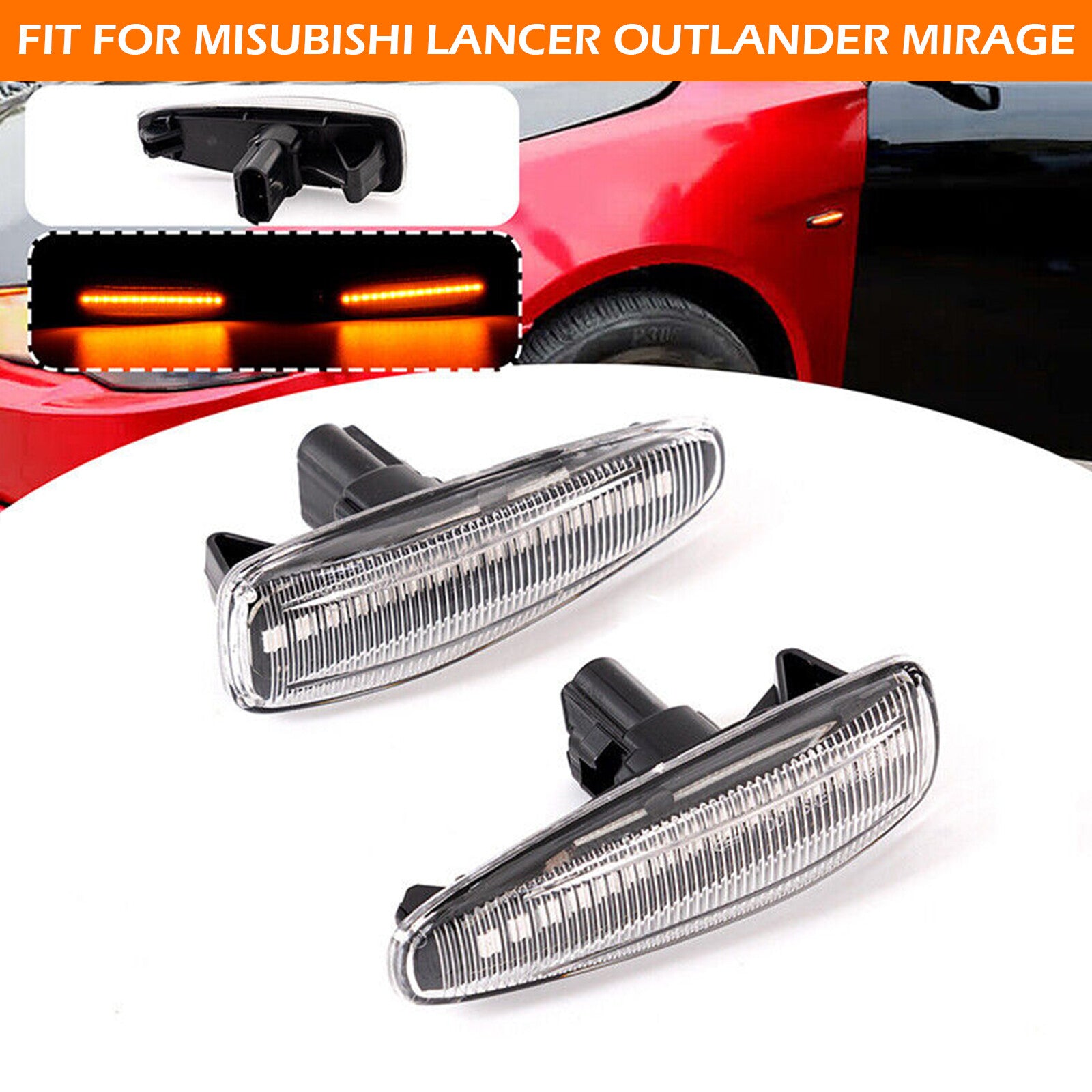 2Dynamic Turn Signal Side Marker Sequential Light For 14-19Mitsubishi Outlander n