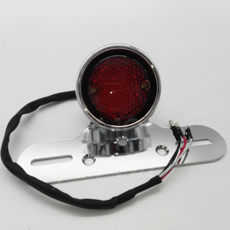 Chrome Motorcycle LED Tail Brake Light License Plate for Harley Bobber Chopper Q