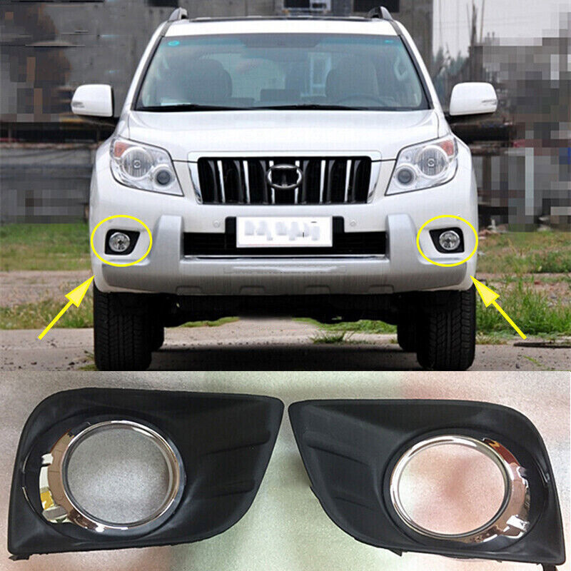 for Toyota Prado LC150 FJ150 10-13 Black Front Bumper Fog Light Cover Replace 2X