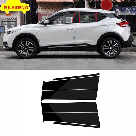 6X for Nissan Kicks 2017-2021 Black Door B,C Pillar Mirror Plate Molding Strips