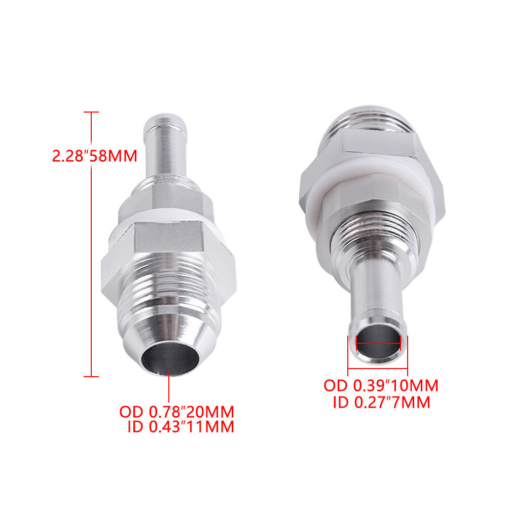 AN8 Male Flare Bulkhead To 3/8 Hose Barb Fuel Tank Fuel Cells Fitting Adaptor